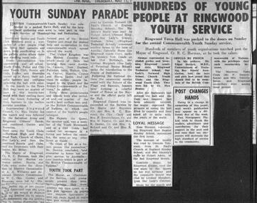 Newspaper, From RC Horman scrapbook, Mayor of Ringwood 1960/61
