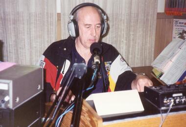 Photograph, Bob Oke on the ecbfm radio "scouting around" show