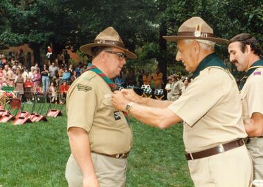 Photograph, Bob Oke receiving his Scout's medal of merit