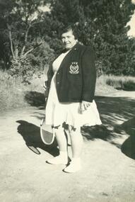 Photograph, Ruby Oke playing tennis, Ringwood identity