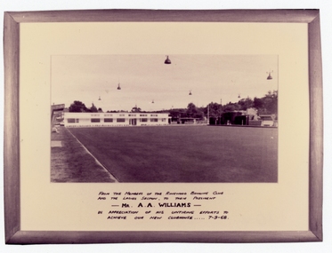 Photograph, Ringwood Bowling Club- Photograph of new Clubhouse, presented to Mr. A. A. Williams, 1968