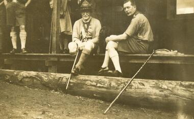 Photograph, Taken by Corrie Oke, of Baden-Powell (BP) and probably Cribbes (Scouts)