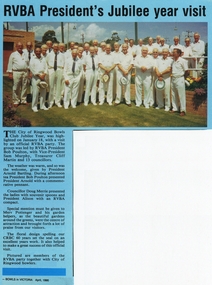 Photograph, Ringwood Bowling Club- RVBA President's Jubilee year visit, 1990