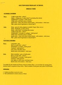 Document, Southwood Primary School Dress Code