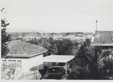 Photograph, Looking towards Eastland from Loughnan's Rd, somewhere near Robert Todd's parents' house. c1970