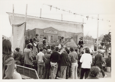 Photograph, First Ringwood Spring Fair at various locations. Band playing in Charter Street park in 1971