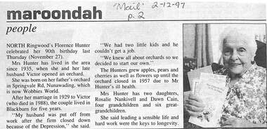 Newspaper, Scrapbook Clipping, Library Collection, Ringwood, Victoria