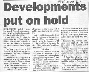 Newspaper, Scrapbook Clipping, Library Collection, Ringwood, Victoria