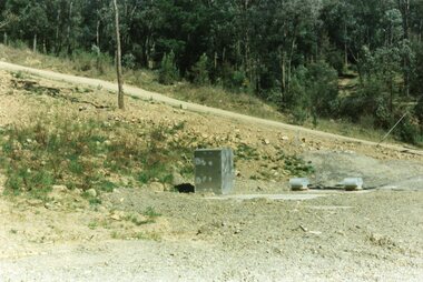 Photograph, Pumping Station in Lonely Valley, North Ringwood with Glenvale Road climbing to the left, 23 September 1979
