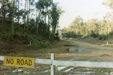 Photograph, Kubis Estate, North Ringwood on 10 June 1978. Temporary end of Kubis Drive at junction with Debbie Place. The car stands at junction with Pamela Place