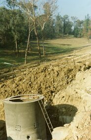 Photograph, Kubis Estate, North Ringwood on 16 June 1978. The concrete wall 27 feet deep at the pumping station in Glenvale Road