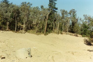 Photograph, Kubis Estate, North Ringwood in February 1978. The site of Loughnan's Lake seen from the north end of the wall. The rope tree was on the hillside on the left