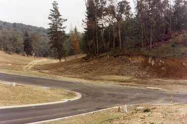Photograph, Kubis Estate, North Ringwood in April 1978. Looking west across Kubis and Werac Drives over the full length of Loughnan's Lake site. Main pool was behind the lone pine