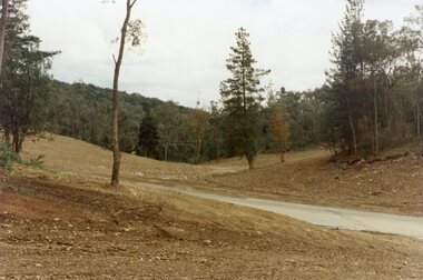 Photograph, Looking west from Kubis Drive, North Ringwood, in April 1978, over the full length of the site of Loughnan's Lake