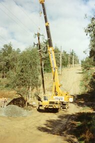 Photograph, SEC poles going up in Glenvale Road, North Ringwood, on 14 May April 1998