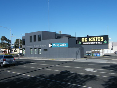 Photograph, 135 Maroondah Highway, looking south-west across Ringwood Street intersection, in 2008. Showing Philip Webb real estate, formerly the SEC