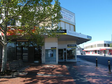 Photograph, Corner of Civic Place (now a footpath) and  Ringwood Street, Ringwood towards the south, in 2008. Showing Ray White real estate and Holt & Macdonald, solicitor