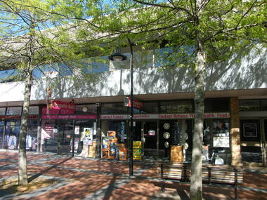 Photograph, West side of Melbourne Street, Ringwood in 2008, with various businesses