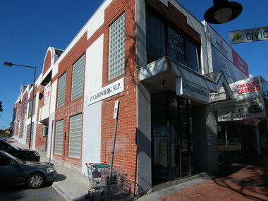 Photograph, Civic Mall joining from Melbourne Street over to former Adelaide Street, Ringwood in 2008, showing Jan Kronberg MP office