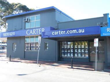 Photograph, Carter real estate at 124-6 Maroondah Highway, Ringwood in 2008. Next to former station entrance