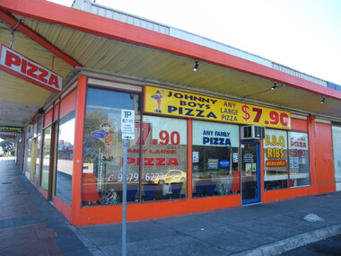 Photograph, Johnny Boys Pizza on Railway Place, near the corner of Maroondah Highway. West end of Railway Place