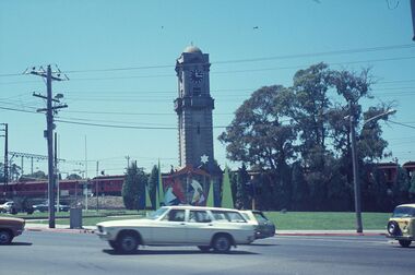 Photograph, 1978 Christmas at the Ringwood Clocktower, on Maroondah Highway, Ringwood