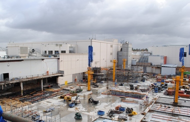 Photograph, Probuild tour of Stage 5 building of Eastland, Ringwood in 2015. Looking down from upper floors