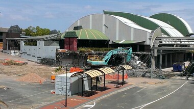 Photograph, Removal of Ringwood library and surrounds. Preparation for construction work beginning at the Ringwood Railway Station and Stage 5 of Eastland circa 2014