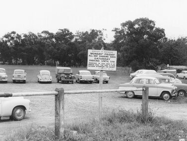 Photograph, Edwin G. Adamson A.R.P.S, Maroondah Highway Central, Ringwood. Ringwood Oval Car Park 1963  (Eastland Litigation Photo), May 1963