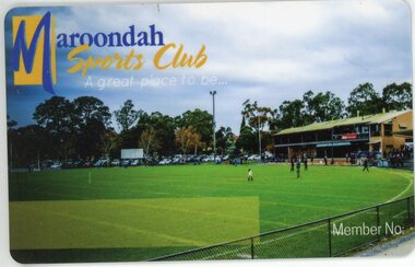 Card - Membership, Maroondah Sports Club Membership Card, Ringwood C2021