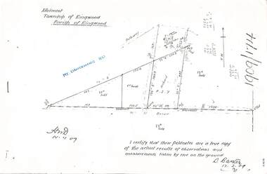 Document - Copy of Lands Department Field Notes - Parish of Ringwood, Victoria, Field Notes 1909/174 - Part of O.P. R72D surveyed 12.3.1909