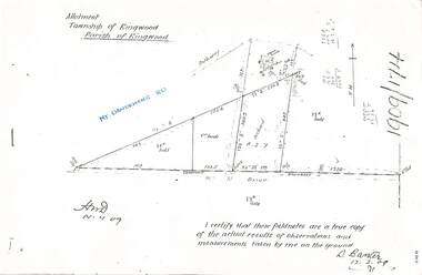 Document - Copy of Lands Department Field Notes - Parish of Ringwood, Victoria, Field Notes 1909/174 - Part of O.P. R72D surveyed 12.3.1909