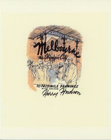 Book, Melbourne the Olympic City, subtitled 10 Facsimile Drawings With Colour - Harry Hudson