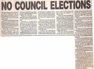 Newspaper, Scrapbook Clipping, Library Collection, Ringwood, Victoria, `