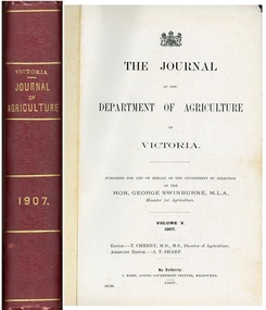 Book, Victorian Journal of Agriculture - 1907