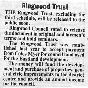 Newspaper, Scrapbook Clipping, Library Collection, Ringwood, Victoria, `