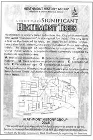 Pamphlet, A Selection of Significant Heathmont Trees - Heathmont History Group, 2018