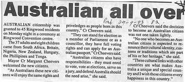 Newspaper, Scrapbook Clipping, Library Collection, Ringwood, Victoria, `