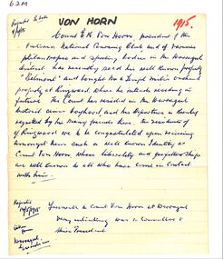 Newspaper, The Mail, Count Von Horn farewell from Warragul then moved to Wantirna Road Ringwood in 1915