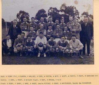 Photograph, East Ringwood Football Club (ERFC) 1930 Seniors team (incorrectly named 1929)