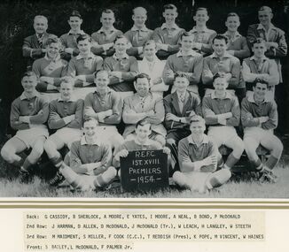 Photograph, East Ringwood Football Club (ERFC) 1954 Seconds (Premiers) ERFC