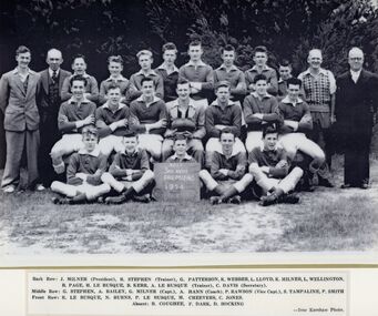 Photograph, East Ringwood Football Club (ERFC) 1954 Under 16 ERFC (Premiers BSFL)