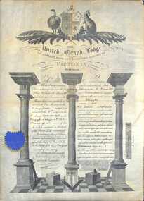 Certificate, United Grand Lodge of Victoria Membership - Collection of Masonic Degrees and Correspondence maintained by Aird family of Ringwood, Victoria