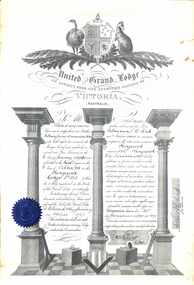 Certificate, United Grand Lodge of Victoria Membership - Collection of Masonic Degrees and Correspondence maintained by Aird family of Ringwood, Victoria