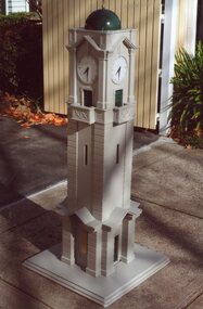 Photograph, Model of Ringwood Clocktower built by Neville Burns for Ringwood Apex made in 1963