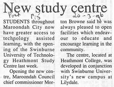 Newspaper, Scrapbook Clipping, Library Collection, Ringwood, Victoria, `
