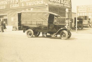 Photograph, Maroondah Highway West, Ringwood- c1924. Kenworthys Garage