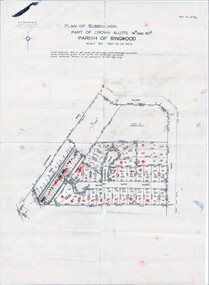 Map, Plan of Subdivision Parish of Ringwood, Victoria - c.1960