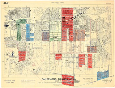 Map - State Aerial Survey, Dandenong Ranges Area Sheet 7, Parishes of Warrandyte, Scoresby, Ringwood and Nunawading - 1956