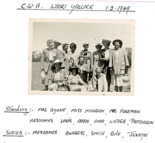 Photograph, CWA Ringwood Branch members at Woori Yallock on 1st February 1949